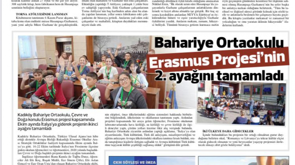 Erasmus projemiz Kadıköy yerel gazetesinde.